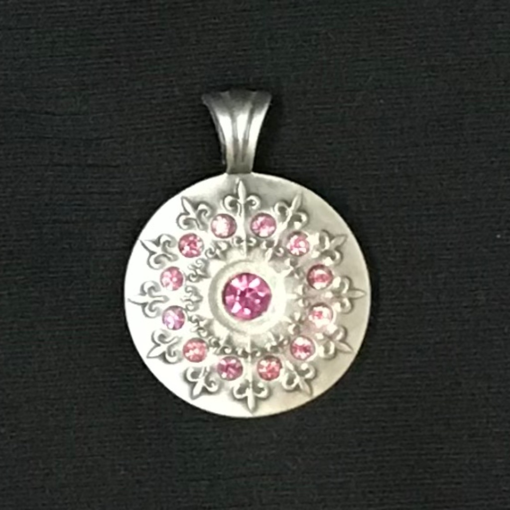 Bico Australia Jewelry Pendant Pink Rhinestone Medallion